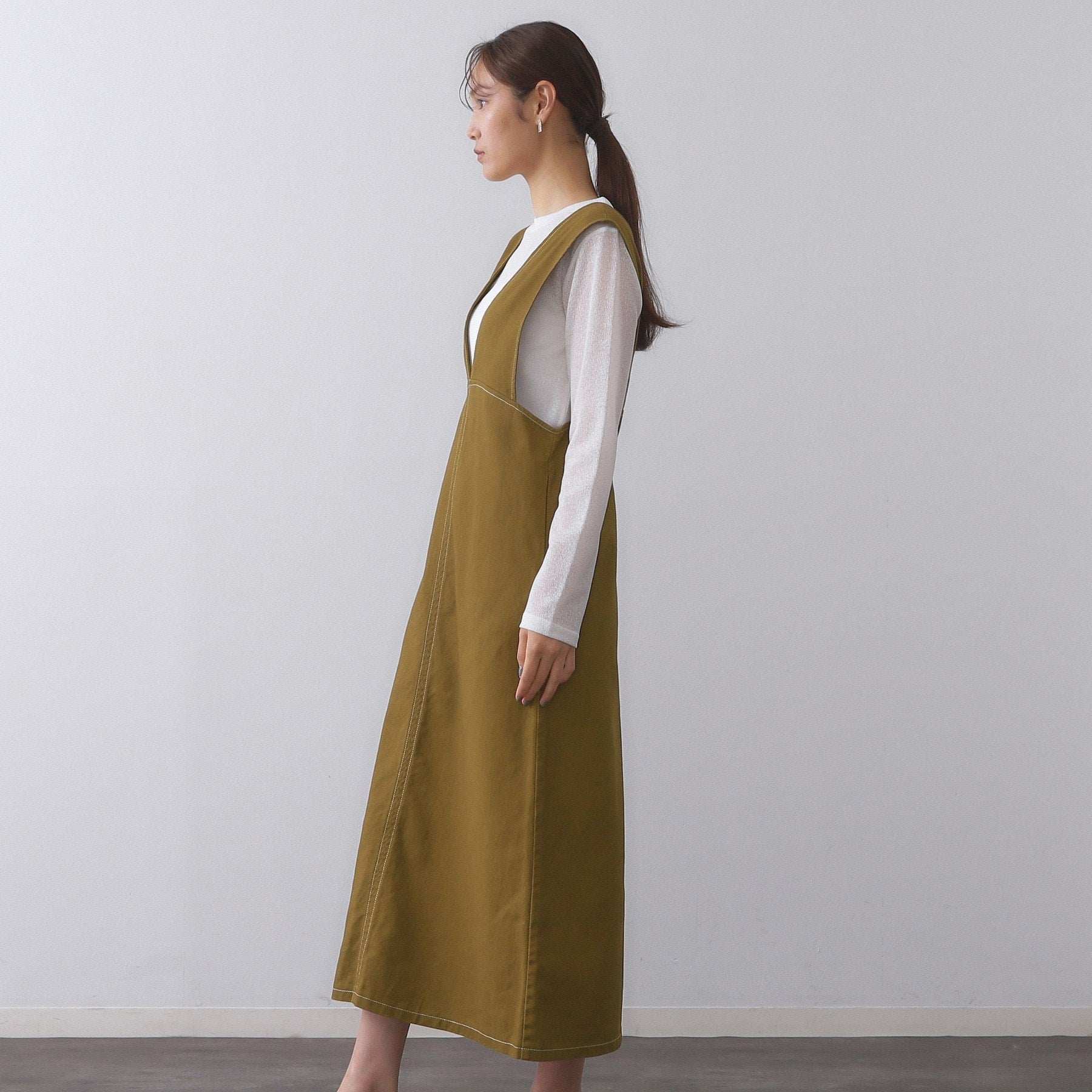 オペーク ドット クリップ OPAQUE.CLIP 配色ステッチジャンスカ【洗濯機洗い可】 (ブラック(019)) ブラック(019)