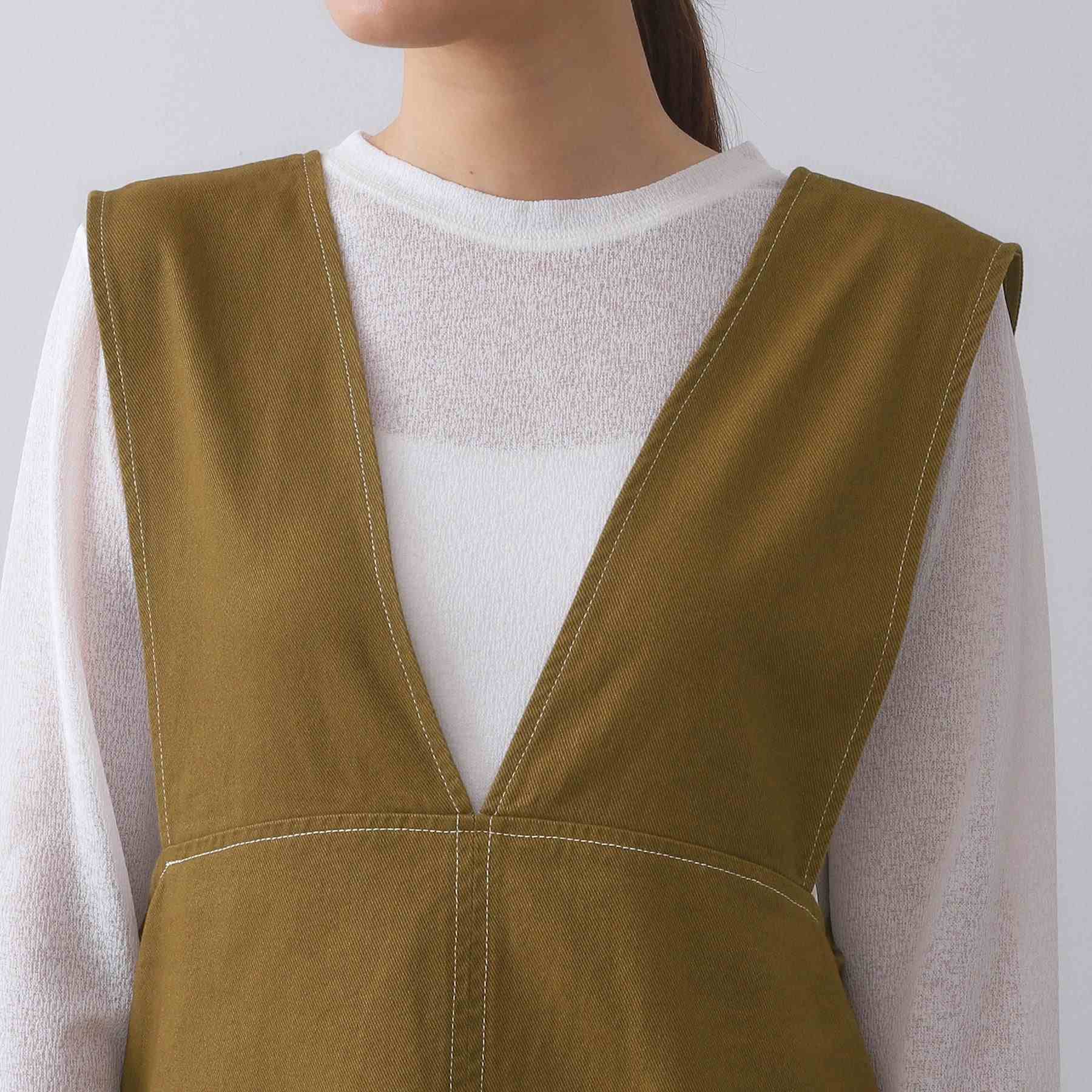 オペーク ドット クリップ OPAQUE.CLIP 配色ステッチジャンスカ【洗濯機洗い可】 (ブラック(019)) ブラック(019)