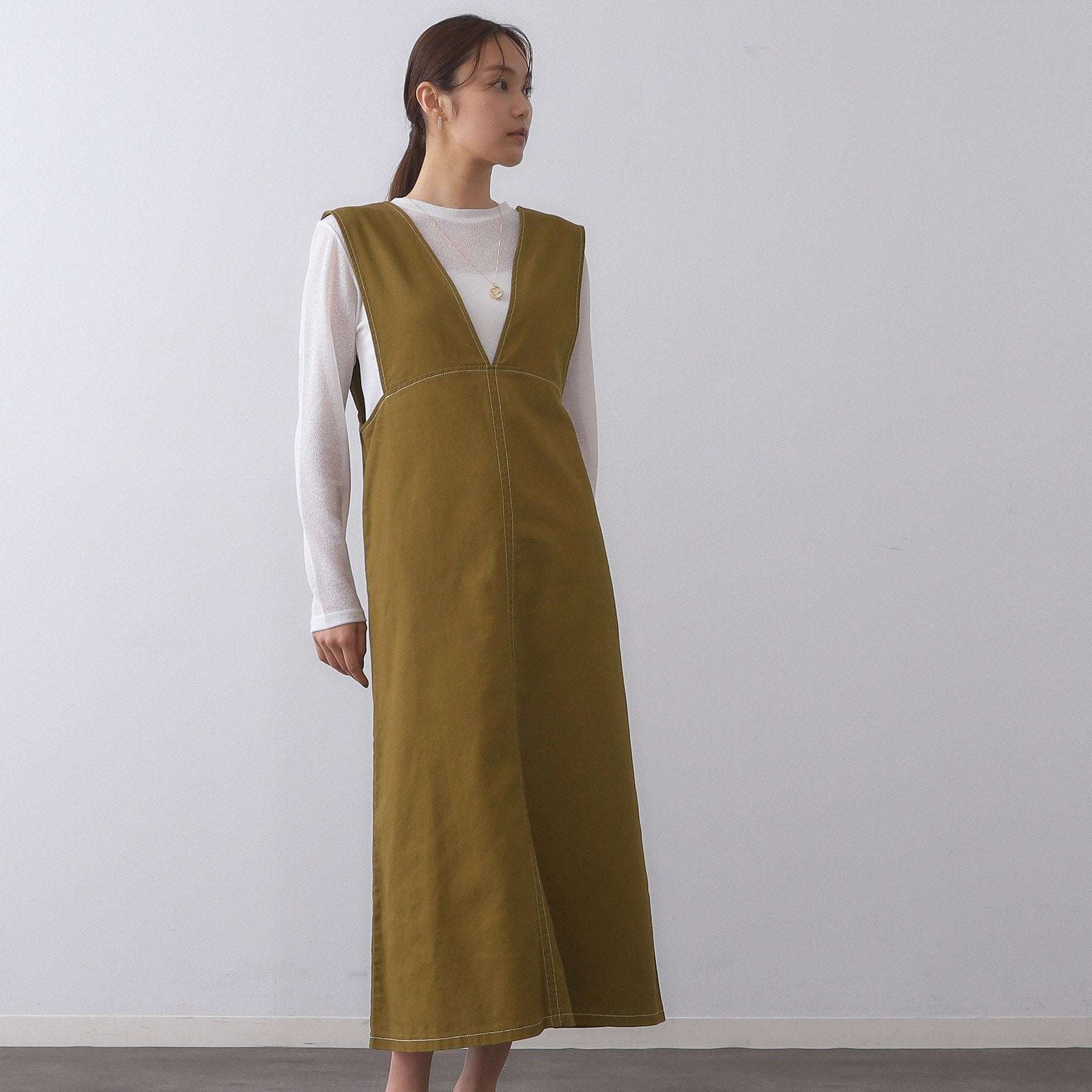 オペーク ドット クリップ OPAQUE.CLIP 配色ステッチジャンスカ【洗濯機洗い可】 (ブラック(019)) ブラック(019)