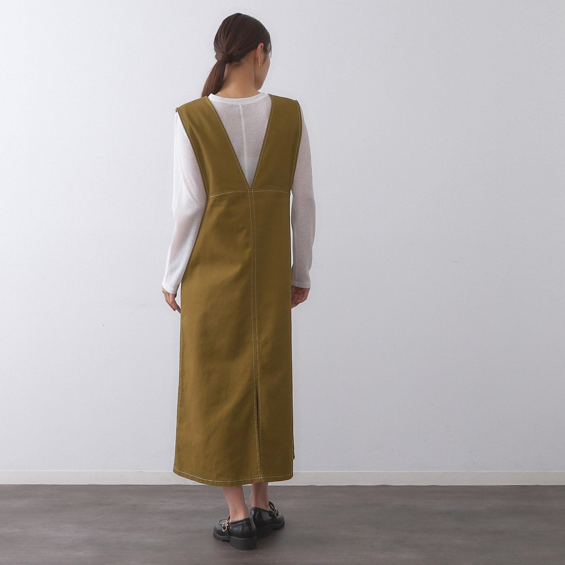 オペーク ドット クリップ OPAQUE.CLIP 配色ステッチジャンスカ【洗濯機洗い可】 (モカブラウン(042)) モカブラウン(042)