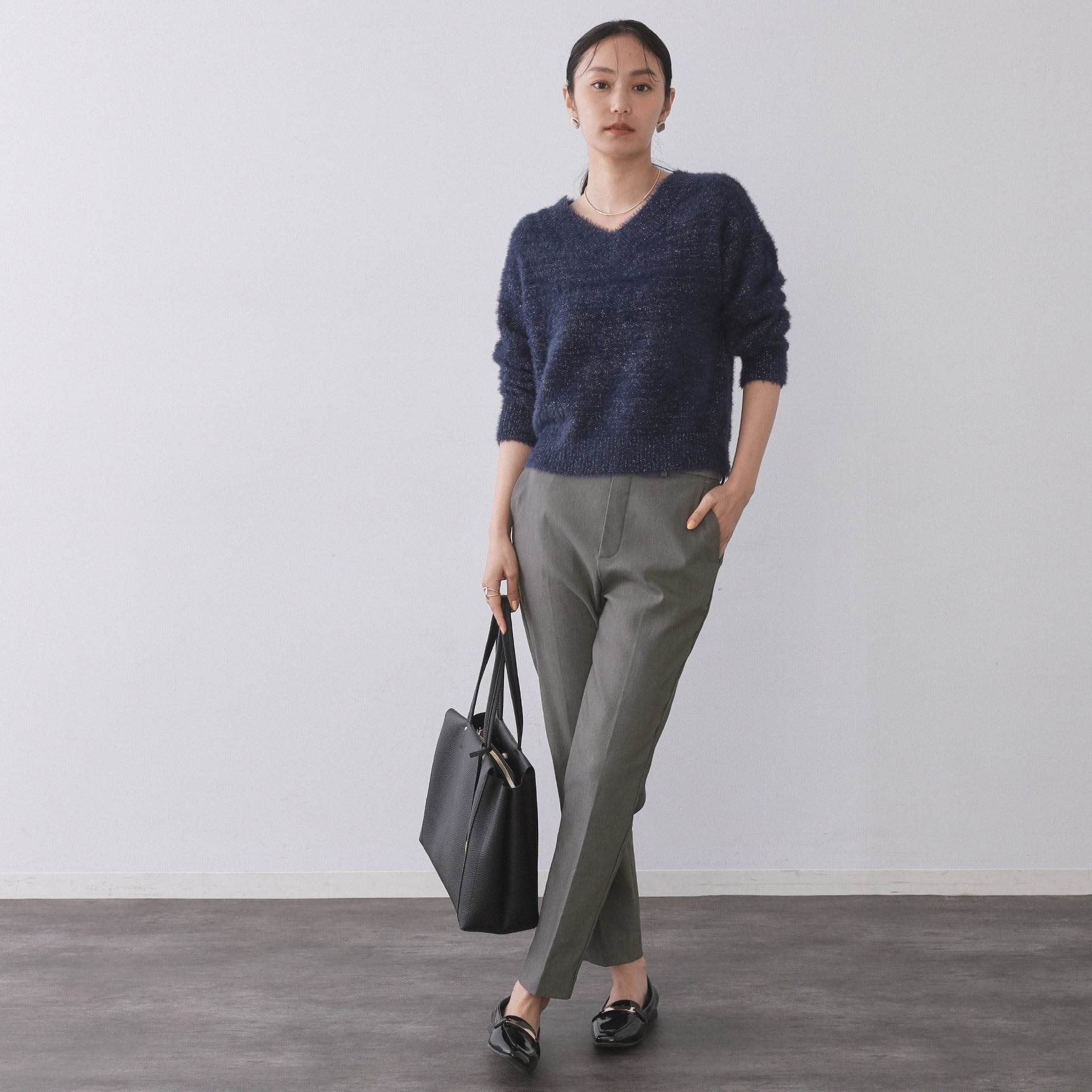 オペーク ドット クリップ OPAQUE.CLIP 裏起毛ハイストレッチ イージーテーパードパンツ【洗濯機洗い可】 (チャコールグレー(013)) チャコールグレー(013)