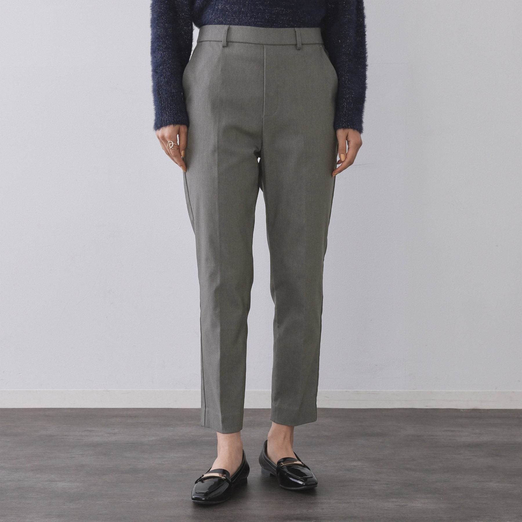 オペーク ドット クリップ OPAQUE.CLIP 裏起毛ハイストレッチ イージーテーパードパンツ【洗濯機洗い可】 (チャコールグレー(013)) チャコールグレー(013)