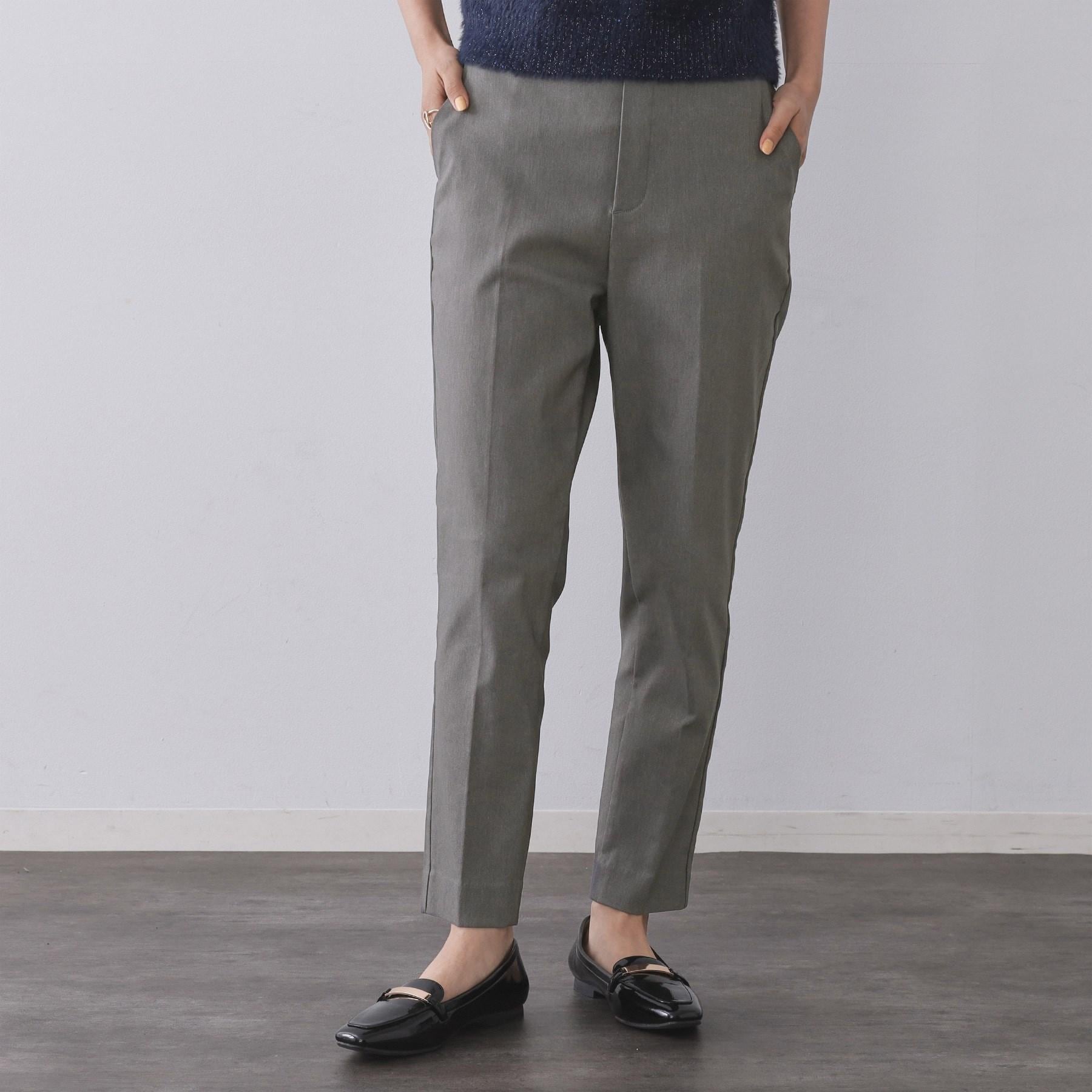 オペーク ドット クリップ OPAQUE.CLIP 裏起毛ハイストレッチ イージーテーパードパンツ【洗濯機洗い可】 (チャコールグレー(013)) チャコールグレー(013)