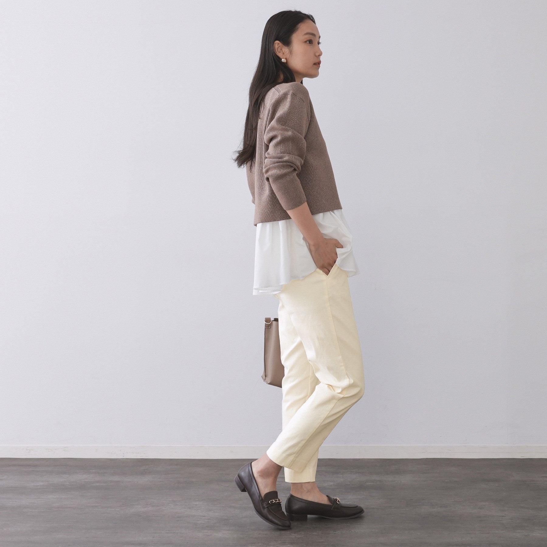 オペーク ドット クリップ OPAQUE.CLIP 裏起毛ハイストレッチ イージーテーパードパンツ【洗濯機洗い可】 (オフホワイト(003)) オフホワイト(003)