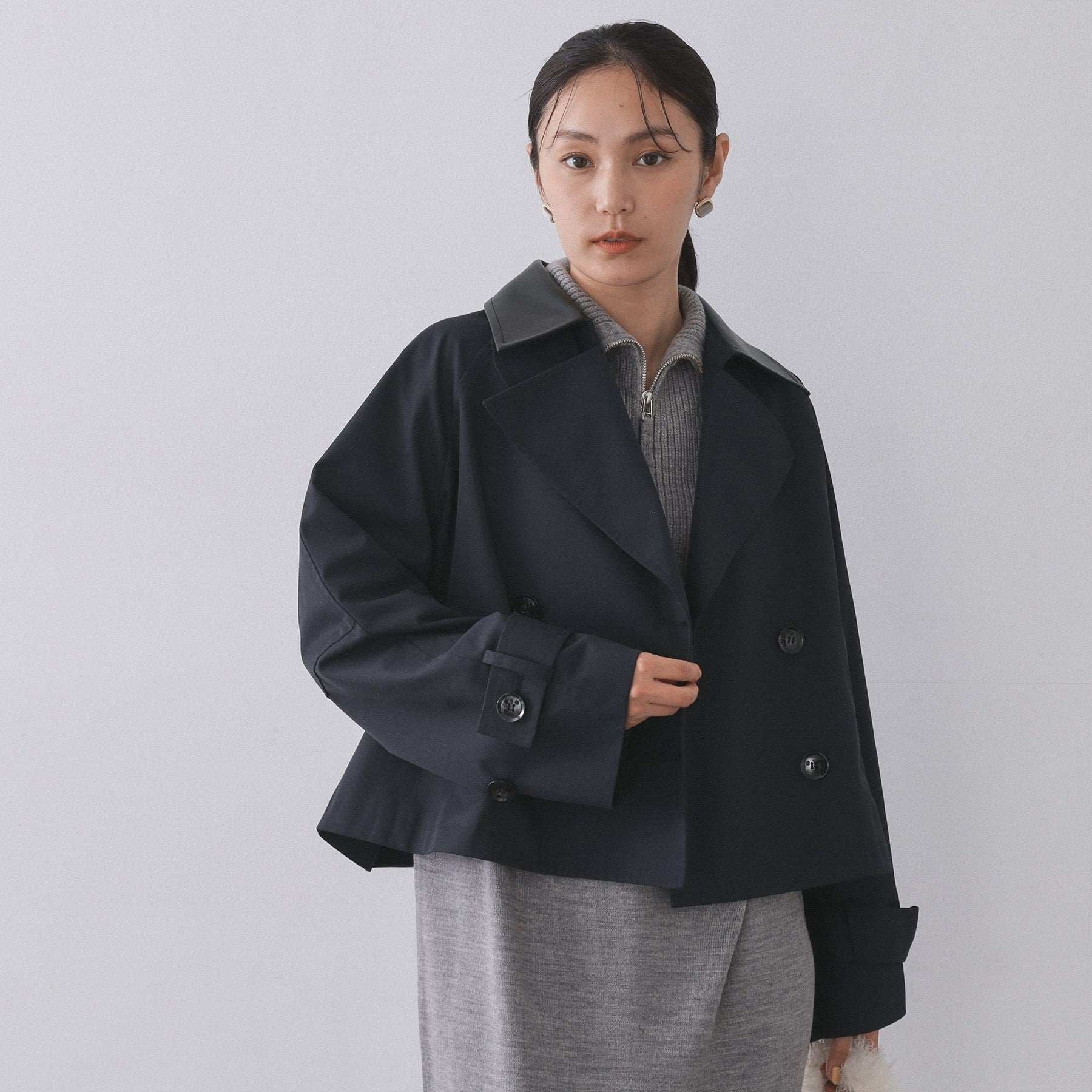 オペーク ドット クリップ OPAQUE.CLIP ショートトレンチコート【洗える】 (ネイビー(094)) ネイビー(094)