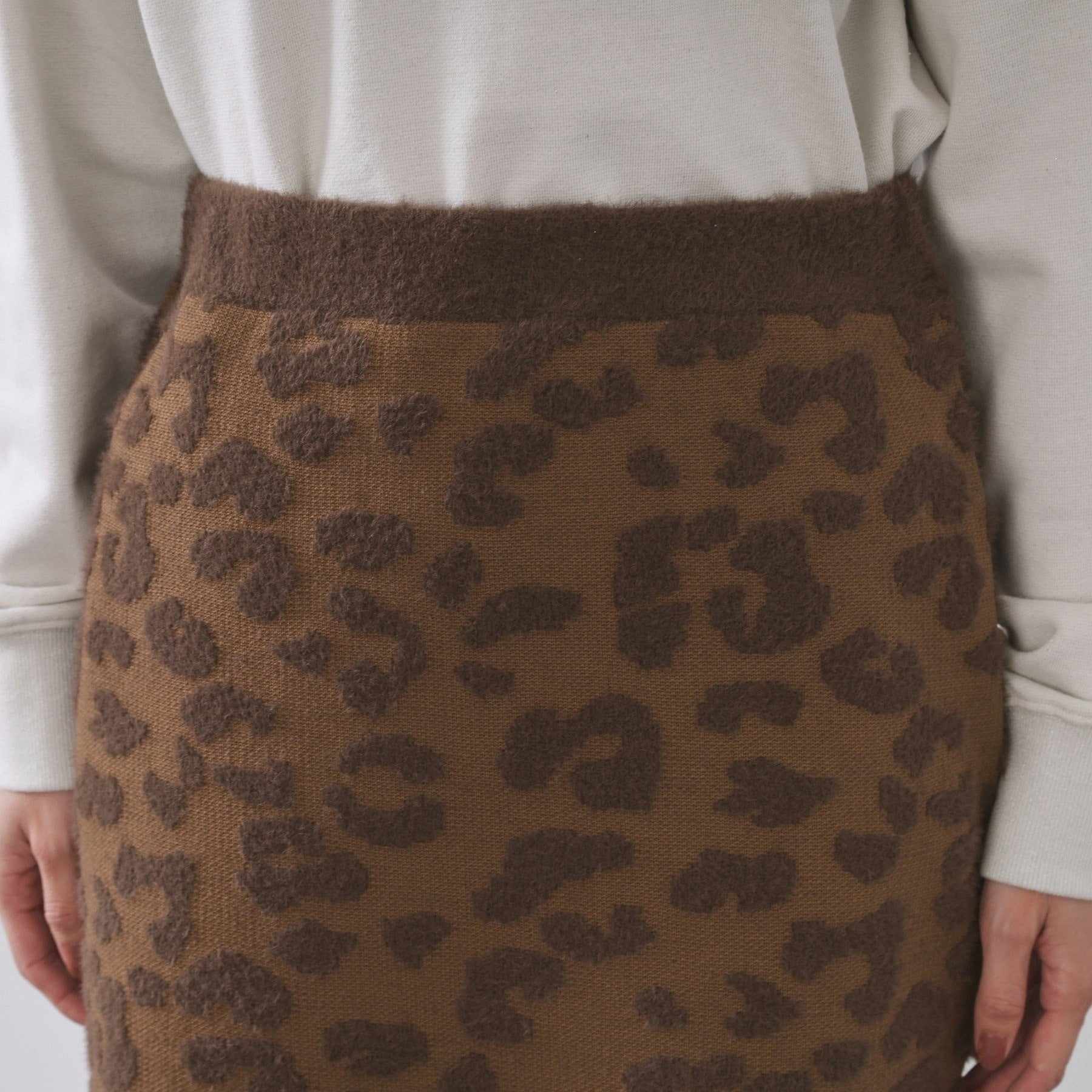 オペーク ドット クリップ OPAQUE.CLIP レオパードジャカードニットスカート【洗濯機洗い可】 (ブラウン(143)) ブラウン(143)