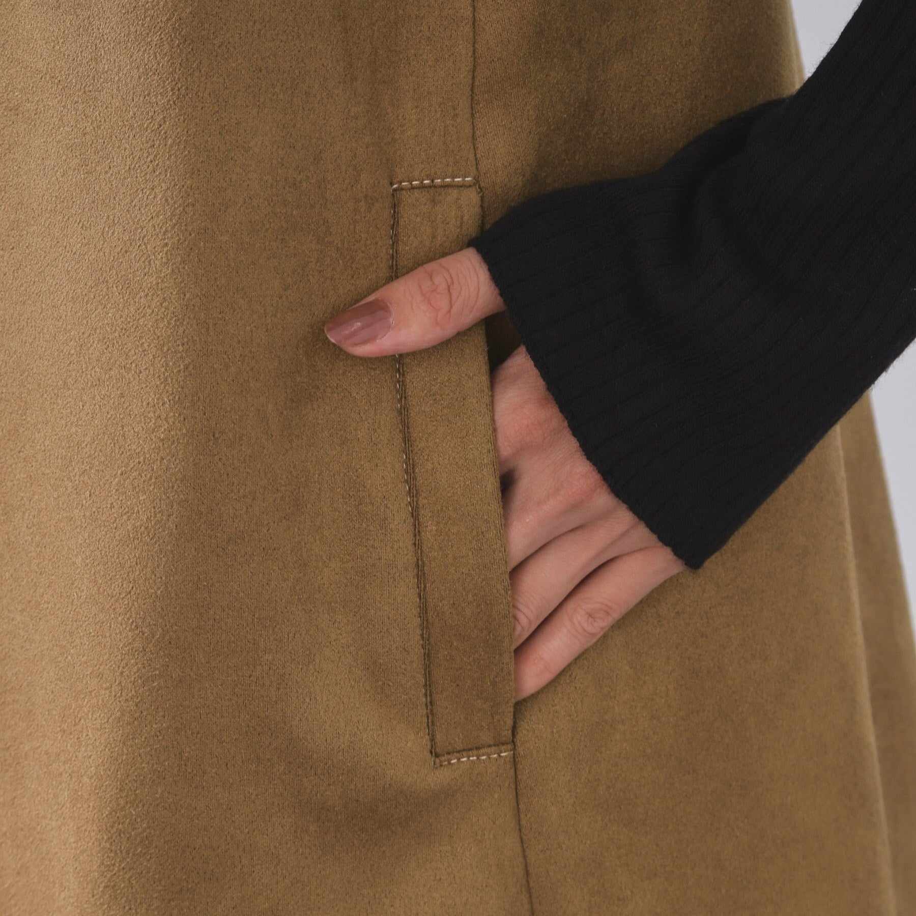 オペーク ドット クリップ OPAQUE.CLIP スエードライクVネックジャンドレ【洗濯機洗い可】 (ブラウン(044)) ブラウン(044)