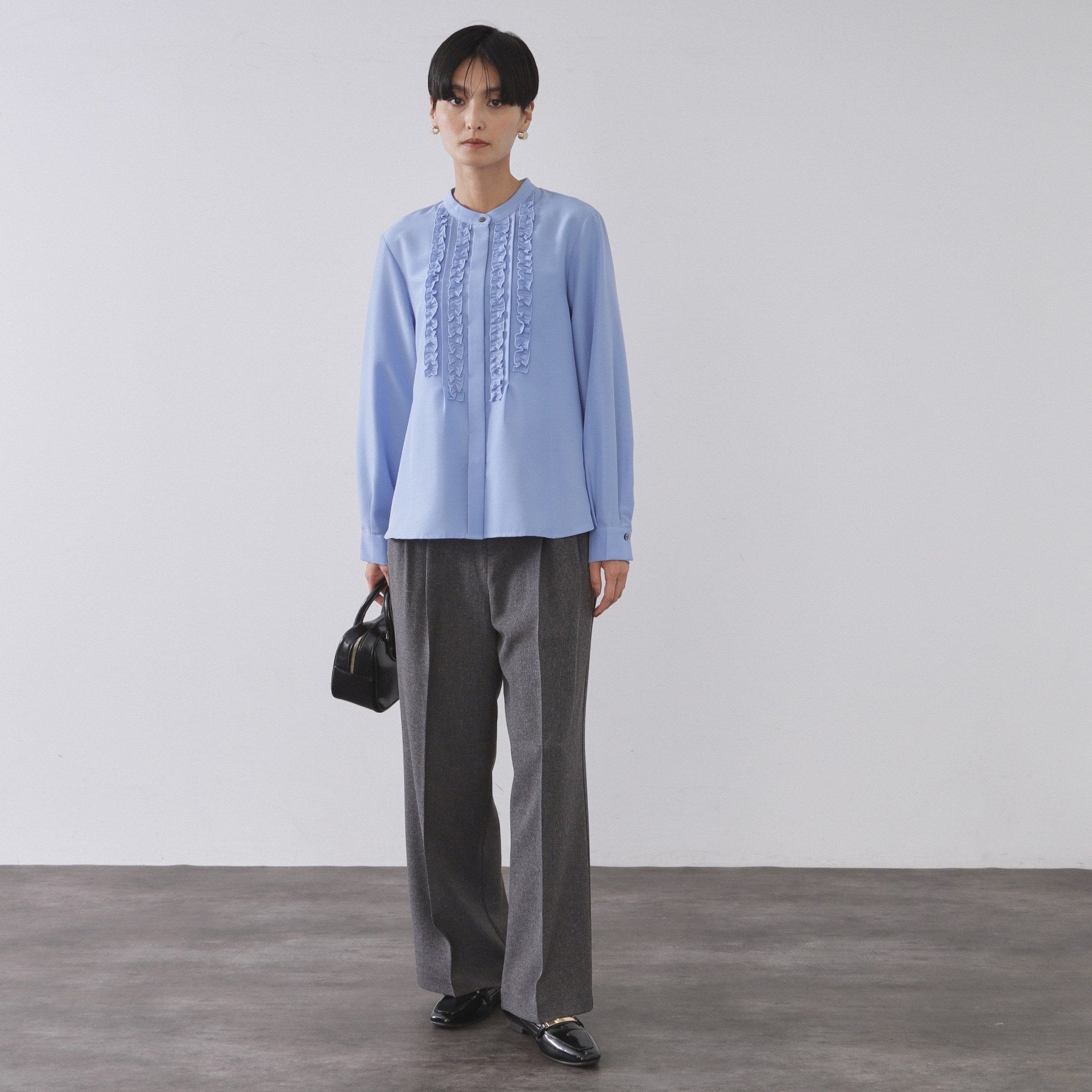 オペーク ドット クリップ OPAQUE.CLIP フロントフリルブラウス【洗濯機洗い可】 (ホワイト(001)) ホワイト(001)