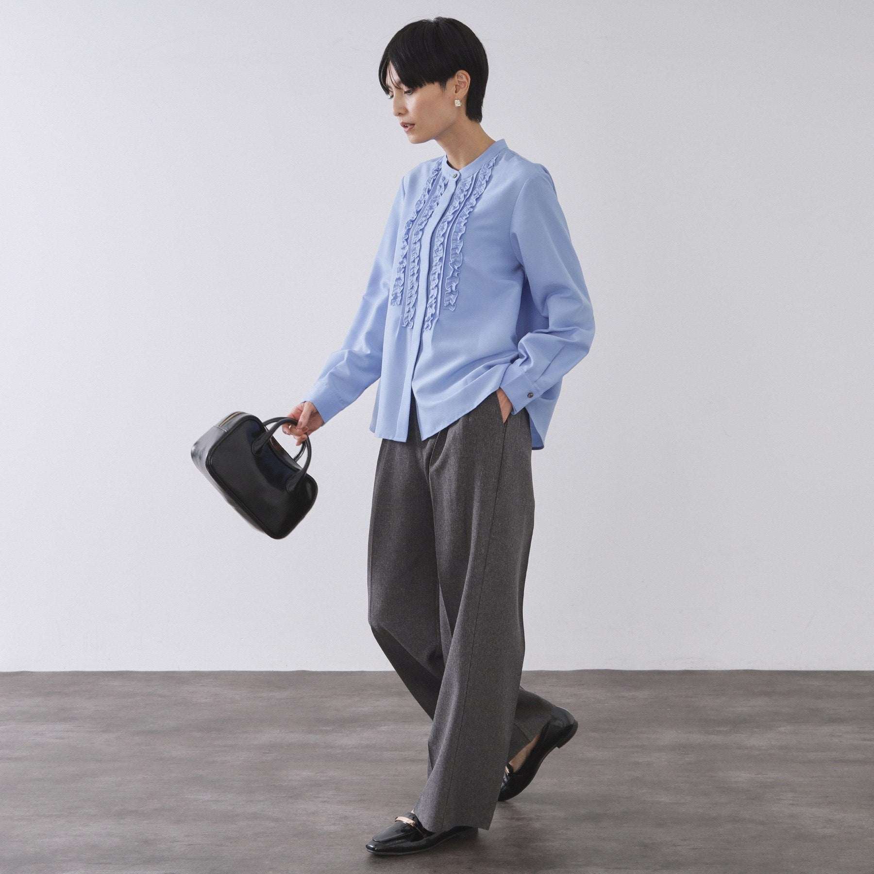 オペーク ドット クリップ OPAQUE.CLIP フロントフリルブラウス【洗濯機洗い可】 (ホワイト(001)) ホワイト(001)