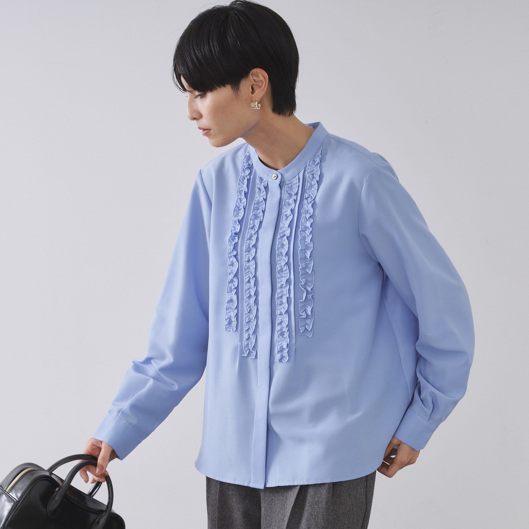 オペーク ドット クリップ OPAQUE.CLIP フロントフリルブラウス【洗濯機洗い可】 (ホワイト(001)) ホワイト(001)