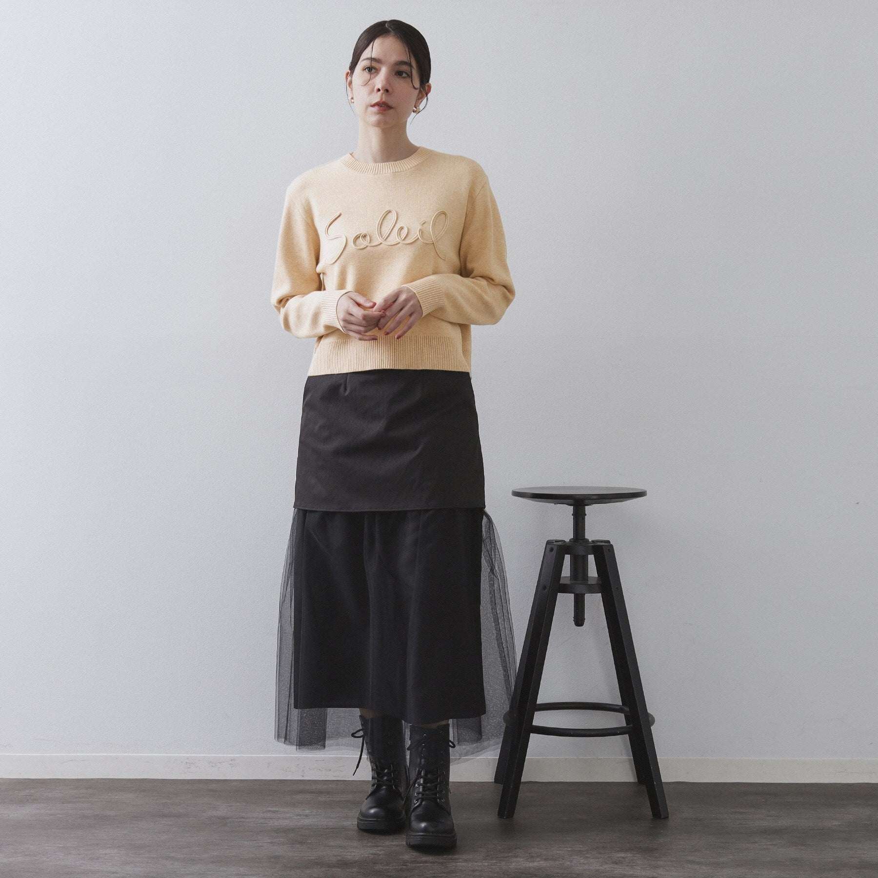 オペーク ドット クリップ OPAQUE.CLIP チェーン刺繍ロゴニットプルオーバー【洗濯機洗い可】 (ピンク(072)) ピンク(072)