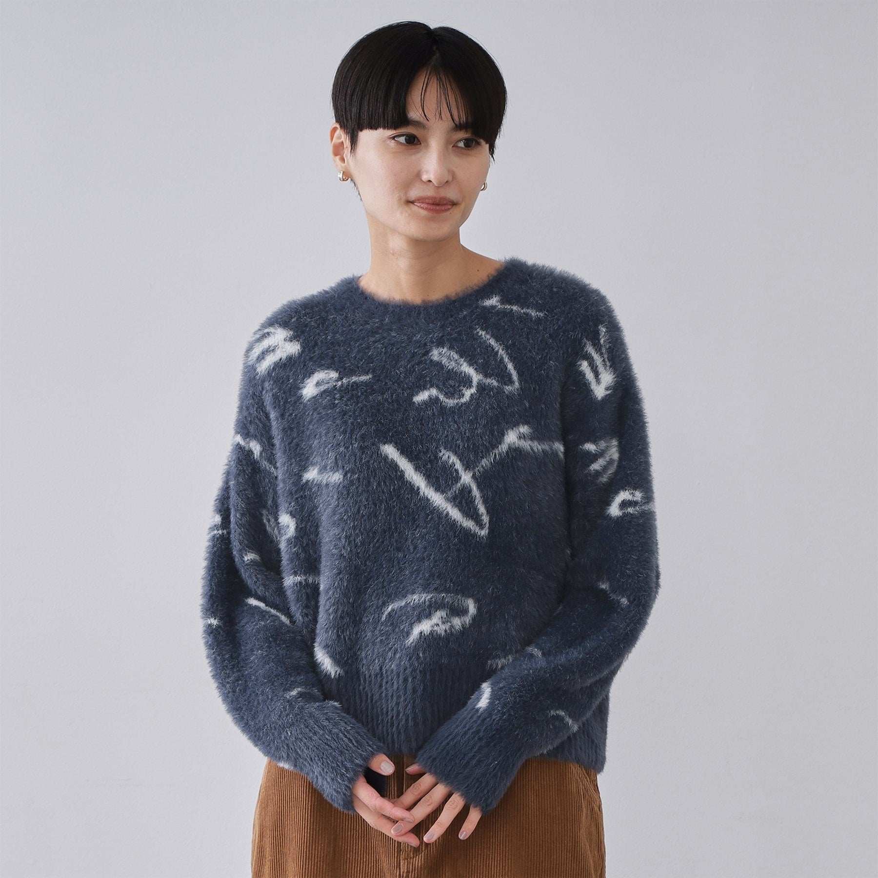 オペーク ドット クリップ OPAQUE.CLIP アート柄シャギーニット【洗濯機洗い可】 (グレー(112)) グレー(112)