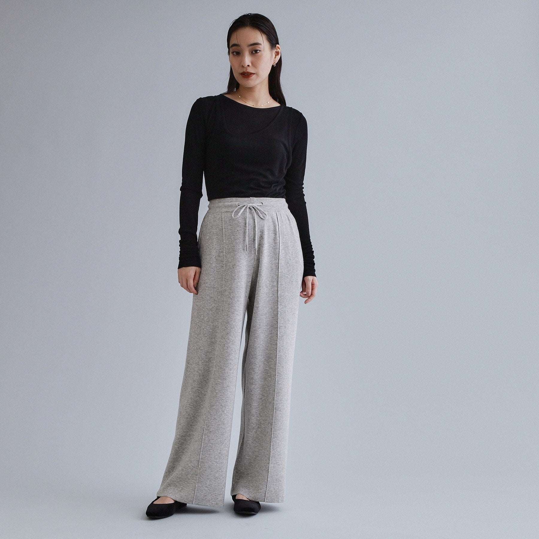 オペーク ドット クリップ OPAQUE.CLIP 【es】ニットワイドパンツ【洗濯機洗い可】 (キャメルブラウン(041)) キャメルブラウン(041)