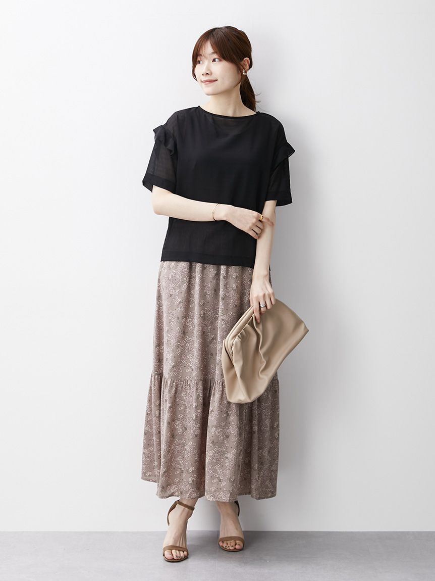 オペーク ドット クリップ OPAQUE.CLIP 【BEAUTE DE OPAQUE】シュワシュワ肩フリルトップス (ブラウン系) ブラウン系