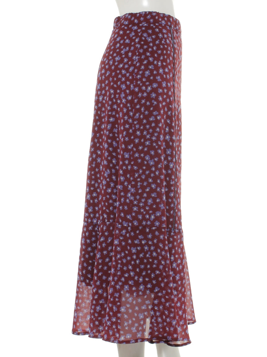 オペーク ドット クリップ OPAQUE.CLIP フラワーフレアパイピングスカート (ダークブラウン) ダークブラウン