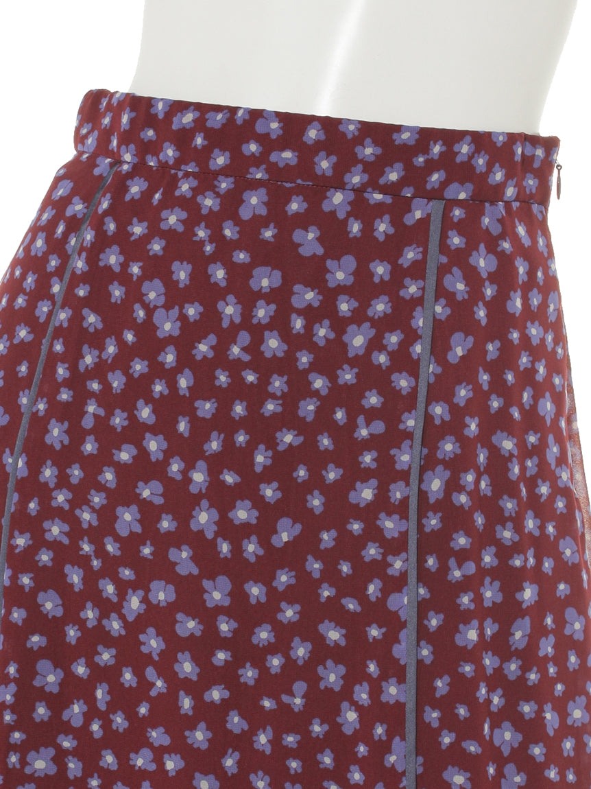 オペーク ドット クリップ OPAQUE.CLIP フラワーフレアパイピングスカート (ダークブラウン) ダークブラウン