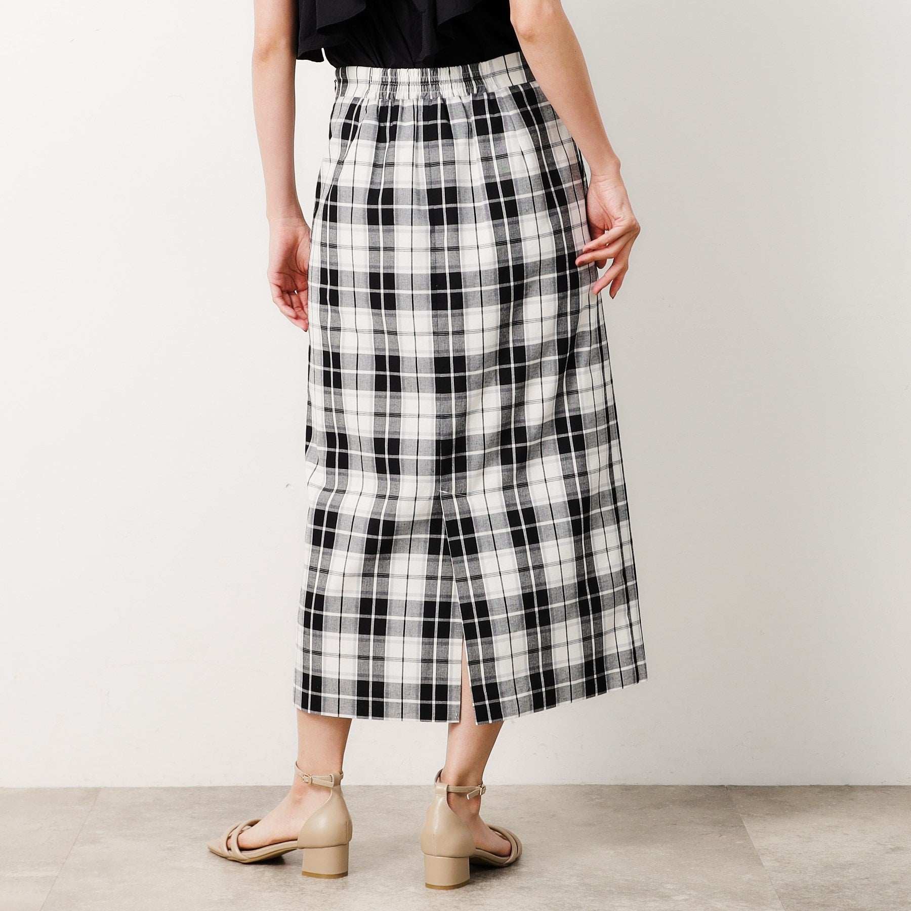 オペーク ドット クリップ OPAQUE.CLIP マドラスチェックタイトスカート【洗濯機洗い可】