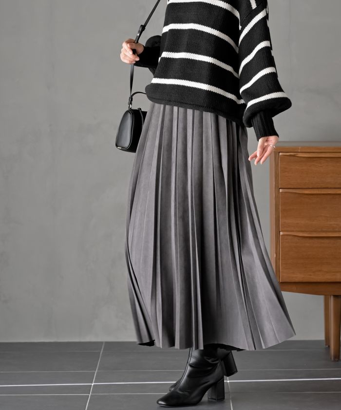 アールピーエス rps ランダムプリーツスウェードスカート (モカ) モカ