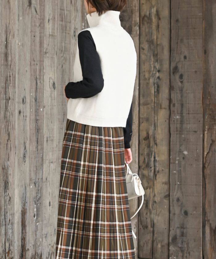 アールピーエス rps ハイネックZIPニットベスト (杢グレー) 杢グレー