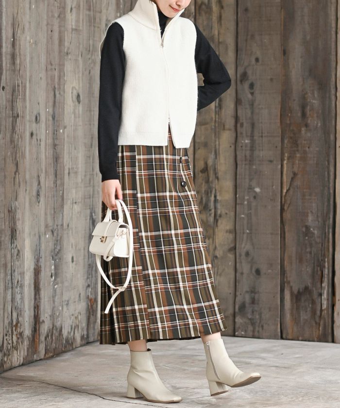 アールピーエス rps ハイネックZIPニットベスト (杢グレー) 杢グレー