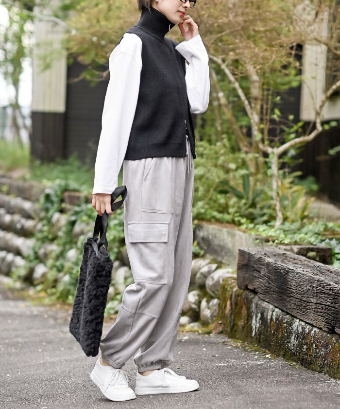 アールピーエス rps ハイネックZIPニットベスト (杢グレー) 杢グレー