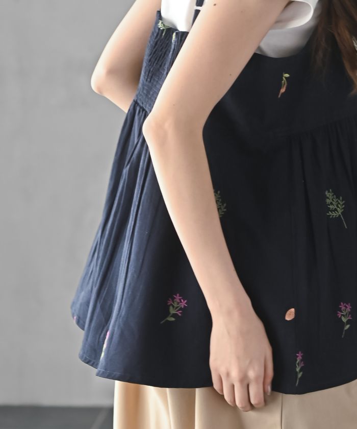 アールピーエス rps TシャツSET花刺繍キャミソールアンサンブル (ベージュ) ベージュ