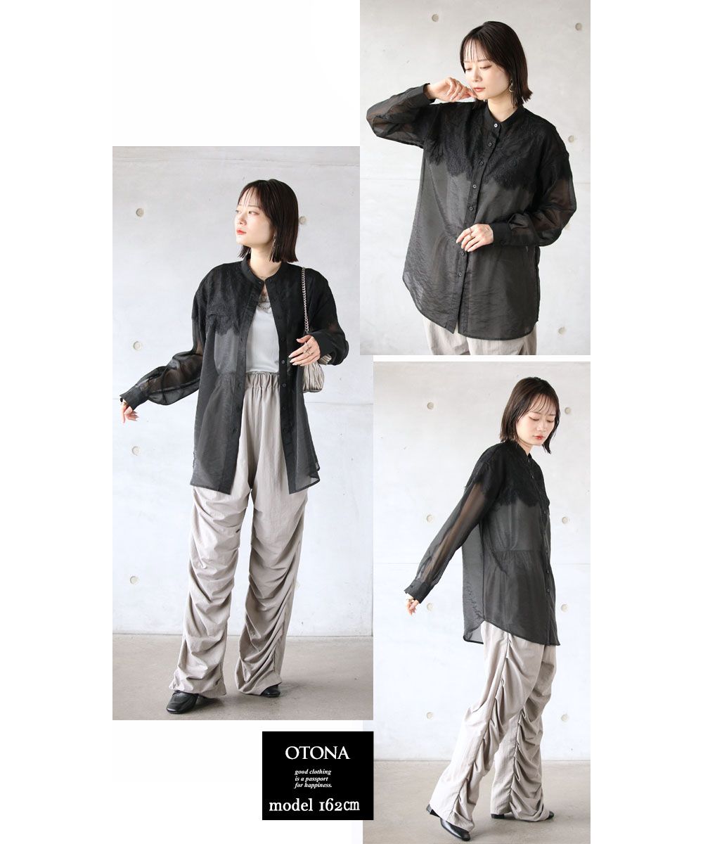 オトナ OTONA 華やか且つモード艶っぽシースルーSHIRT トップス