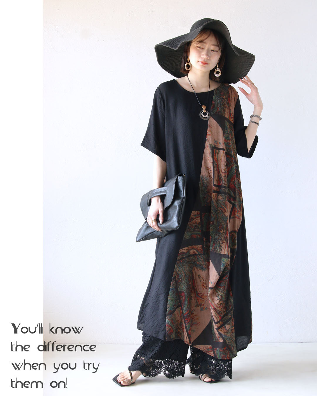 オトナ OTONA アート感をラフに纏う、変形タックワンピース。 (ブラック) ブラック