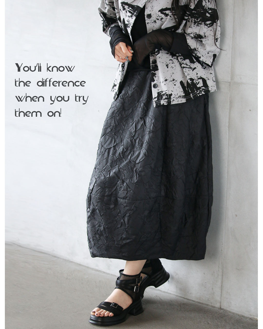 オトナ OTONA モード感じる大人の装い 異素材切り替えスカート (ブラック) ブラック