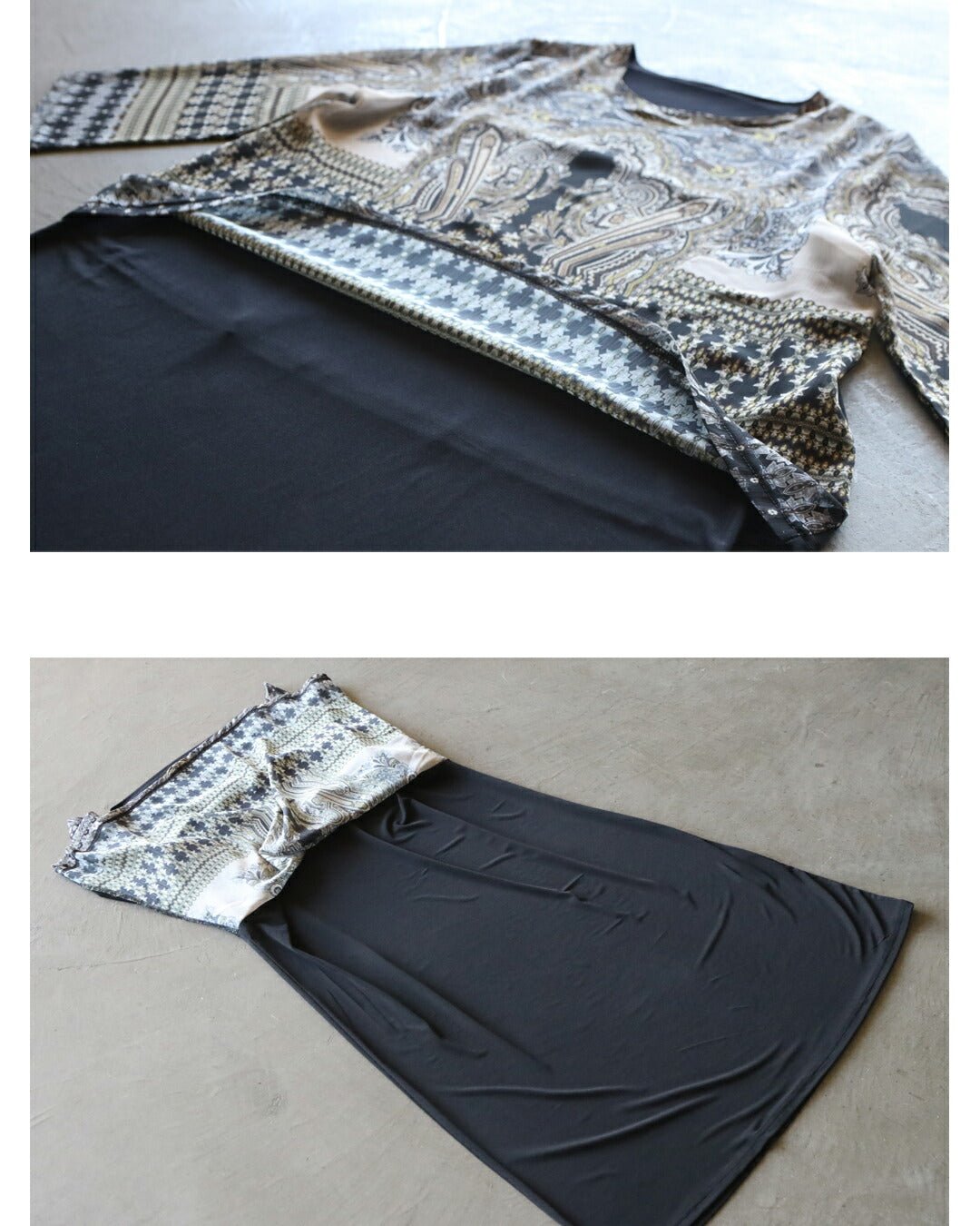 オトナ OTONA 酔いしれる重なる美しさ。1枚で華やぐドッキングワンピース (ブラック) ブラック