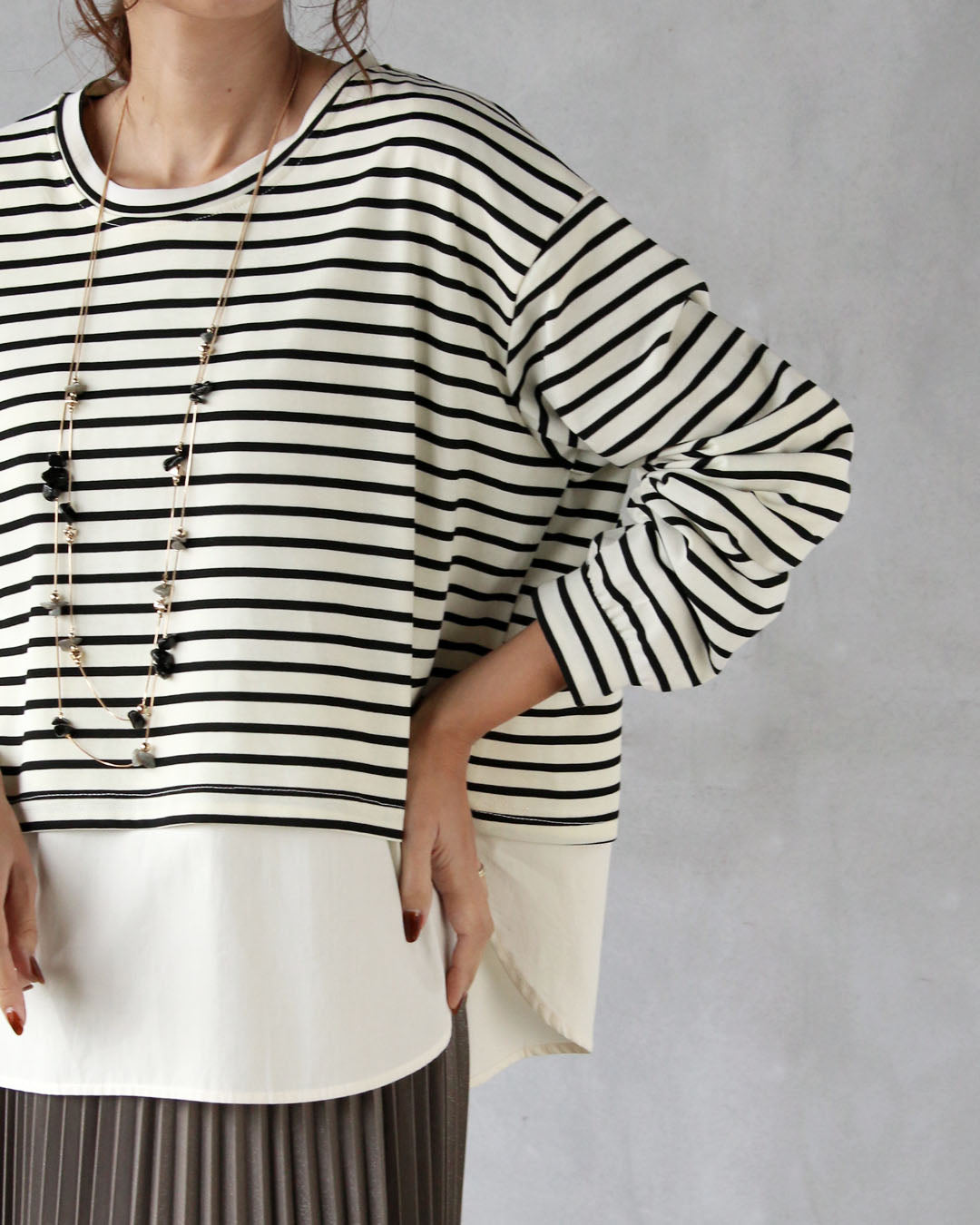 オトナ OTONA 1枚で、こなれコーデが即完成 楽チンドッキングトップス (アイボリー) アイボリー