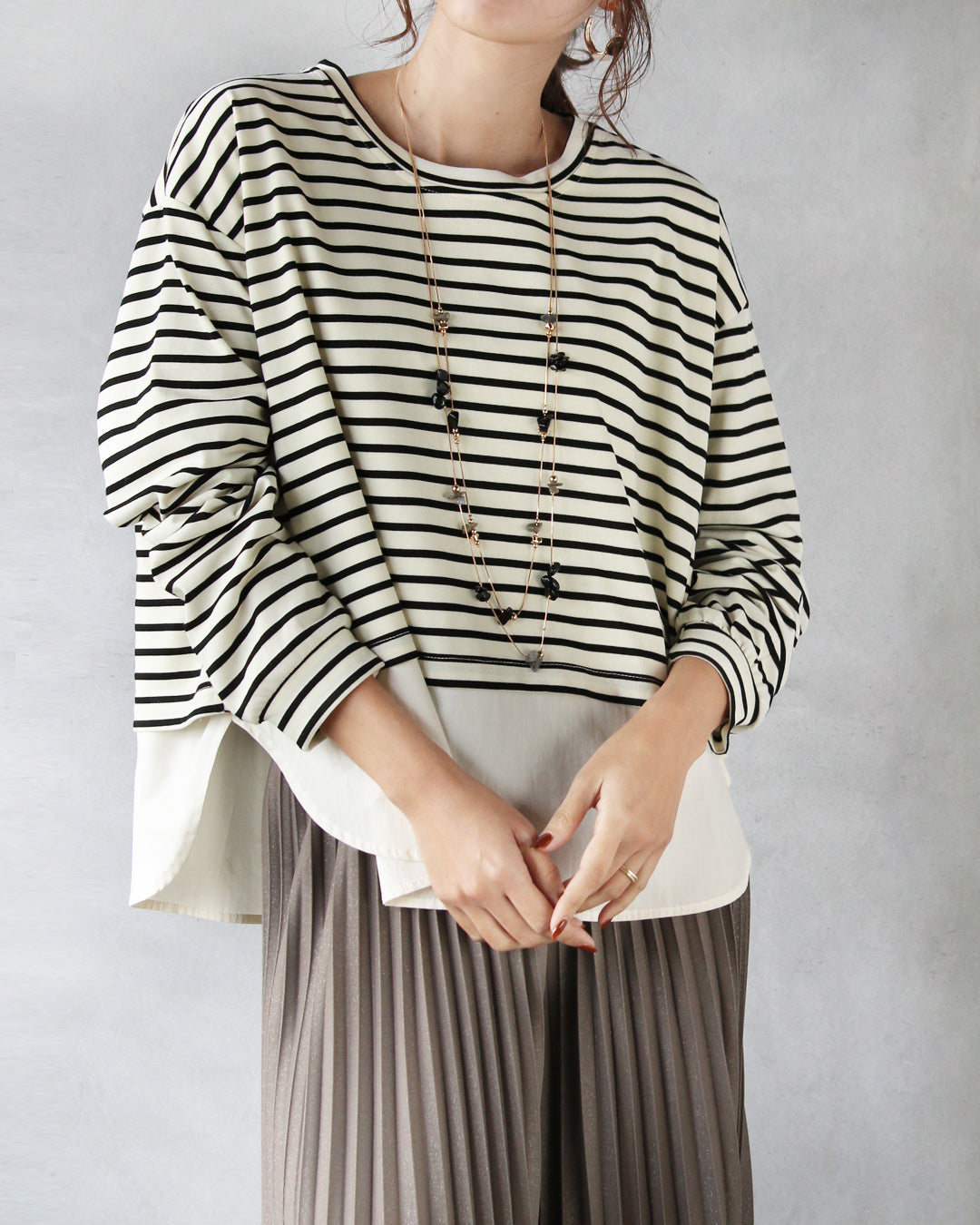 オトナ OTONA 1枚で、こなれコーデが即完成 楽チンドッキングトップス (アイボリー) アイボリー