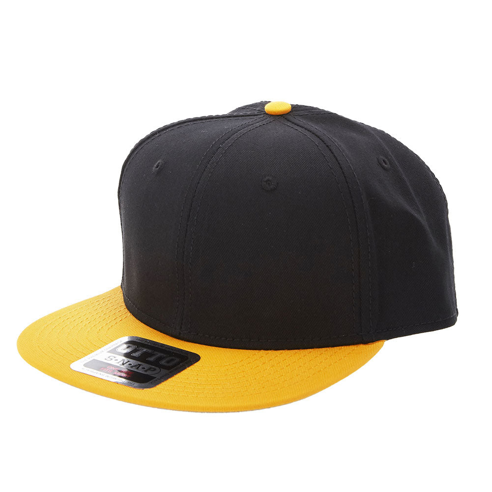 オット キャップ OTTO CAP #125-1038 Cotton Twill Round Flat Visor (13.ゴールド(つば)xBK) 13.ゴールド(つば)xBK