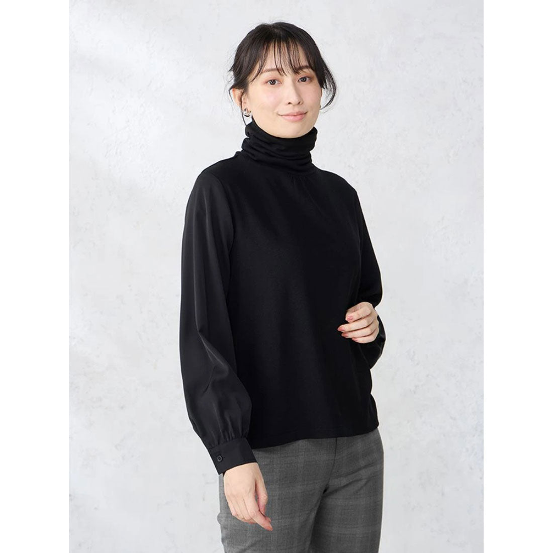 パーフェクトスーツファクトリー Perfect Suit FActory ソフトタッチ 裏起毛タートルネック プルオーバー (ブラック) ブラック