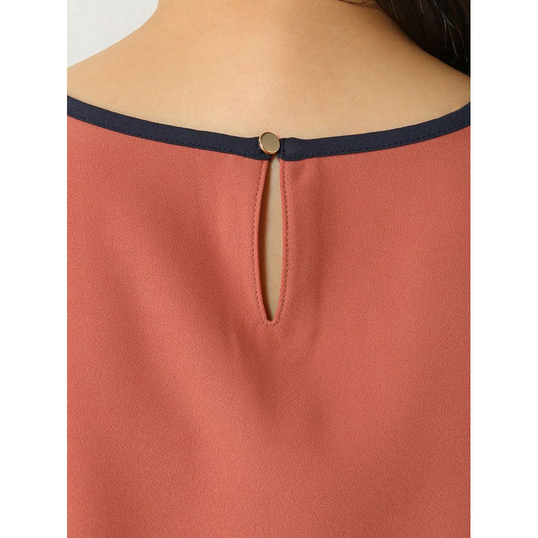 パーフェクトスーツファクトリー Perfect Suit FActory 【WEB限定/セットアップ可能】配色ラインブラウス (オレンジ) オレンジ