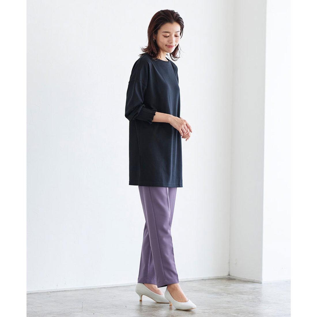 マーベラス バイ ピエロ marvelous by Pierrot 【低身長向け】ストレッチテーパードイージーパンツ