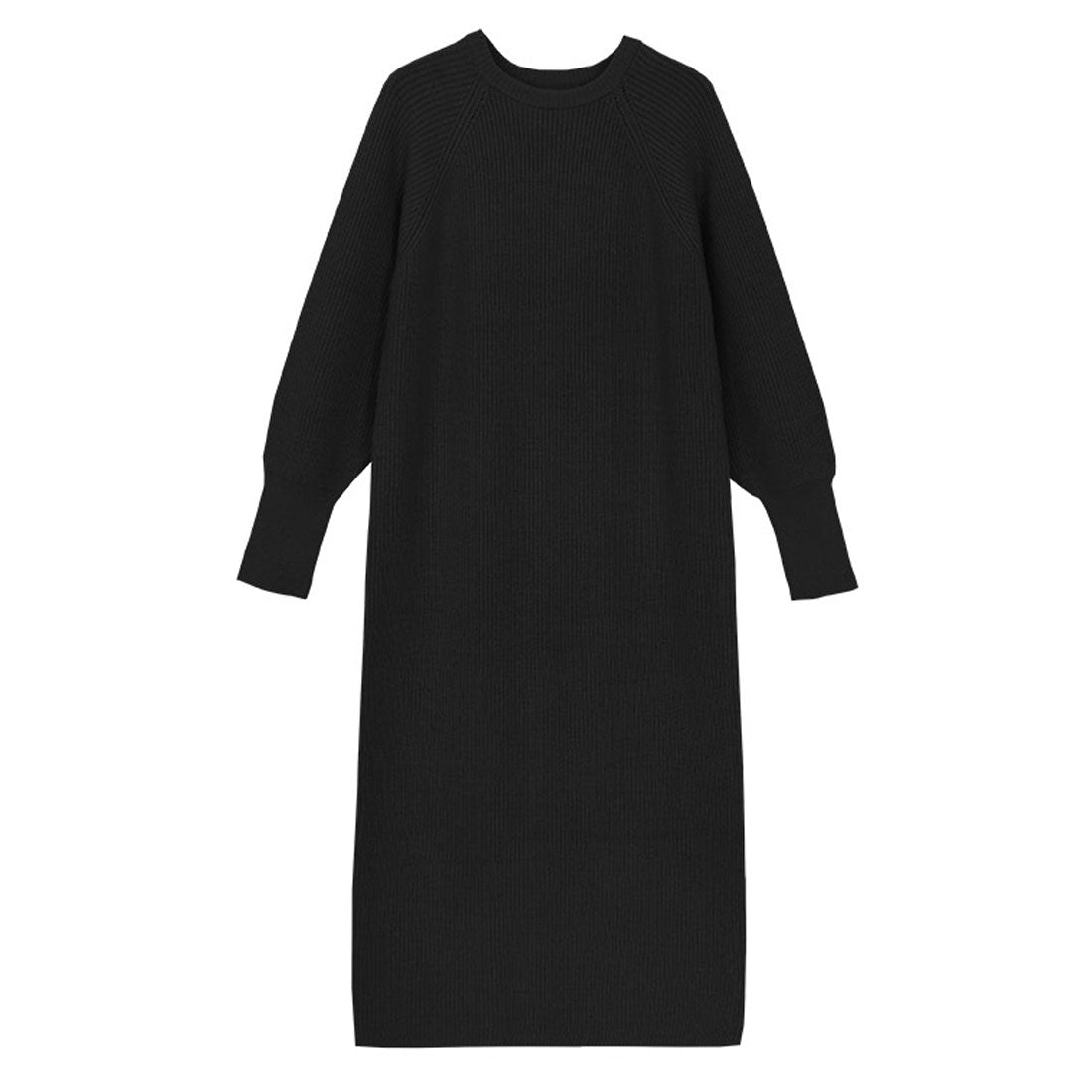 【低身長向け】パフスリーブロングニットワンピース