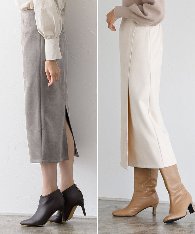 マーベラス バイ ピエロ marvelous by Pierrot カットスエードタイトスカート (アイボリー) 【ノーマル】 アイボリー