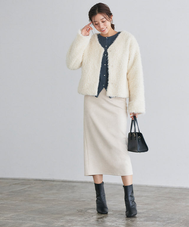 マーベラス バイ ピエロ marvelous by Pierrot カットスエードタイトスカート (アイボリー) 【ノーマル】 アイボリー