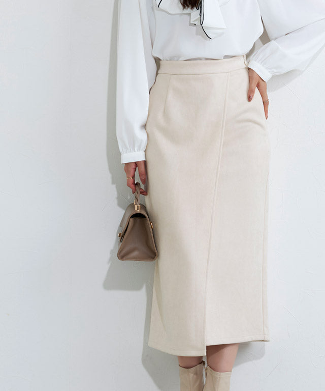 マーベラス バイ ピエロ marvelous by Pierrot カットスエードタイトスカート (アイボリー) 【ノーマル】 アイボリー