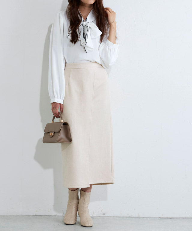 マーベラス バイ ピエロ marvelous by Pierrot カットスエードタイトスカート (アイボリー) 【ノーマル】 アイボリー