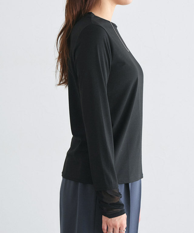 マーベラス バイ ピエロ marvelous by Pierrot 【静電気防止】デザインが選べるドッキングカットソー【パールカフス/クルーネック】 (パールカフス/チャコール) パールカフス/チャコール