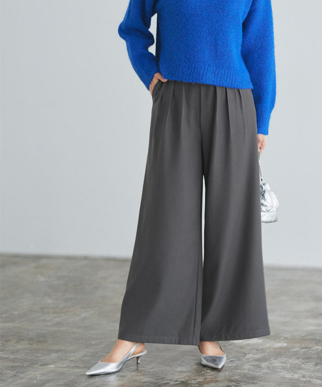 マーベラス バイ ピエロ marvelous by Pierrot 細見えタックワイドパンツ,チャコール