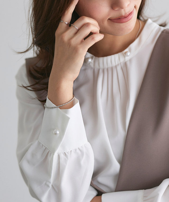 マーベラス バイ ピエロ marvelous by Pierrot パールボタンタックブラウス