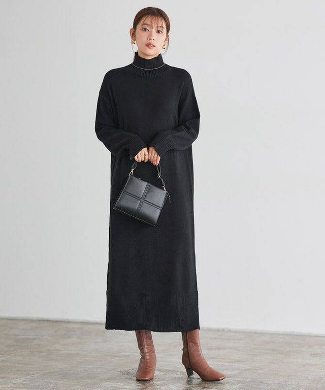 マーベラス バイ ピエロ marvelous by Pierrot スエードタッチベスト×ハイネックニットワンピースセット