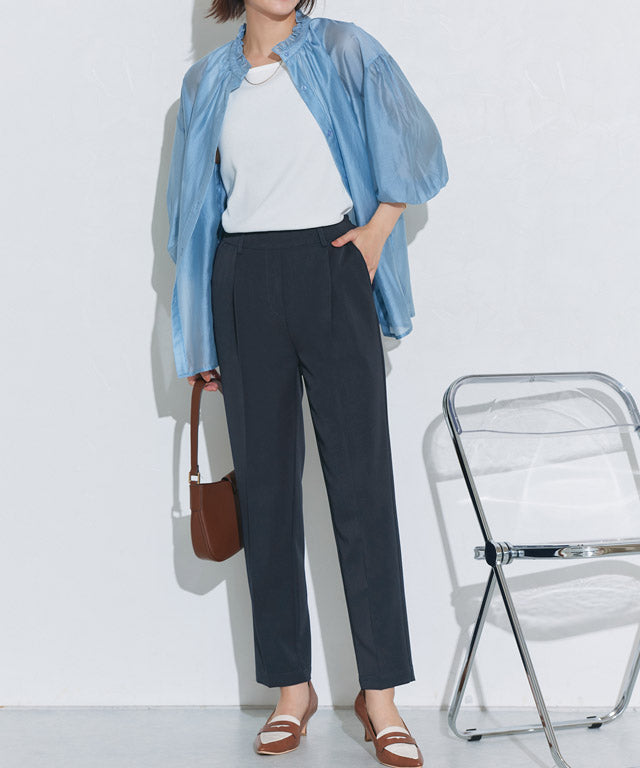 マーベラス バイ ピエロ marvelous by Pierrot 【高身長向け】高見えゆるテーパードパンツ (ストライプ/グレー) ストライプ/グレー