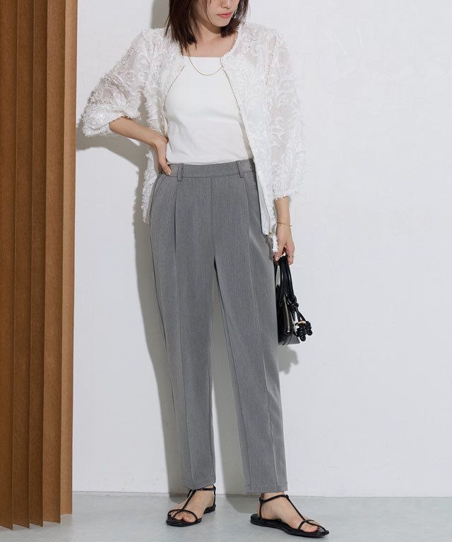 マーベラス バイ ピエロ marvelous by Pierrot 【高身長向け】高見えゆるテーパードパンツ (ストライプ/グレー) ストライプ/グレー