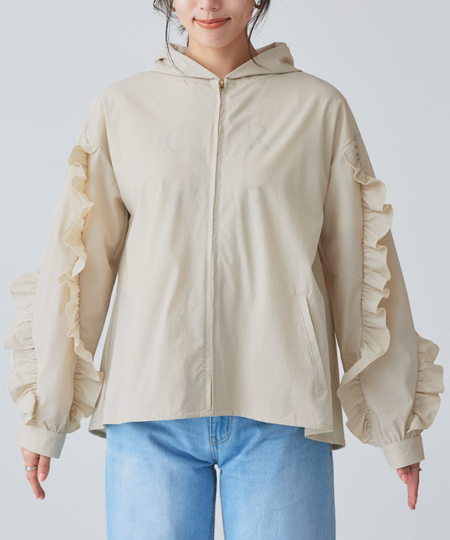 UV防曬荷葉邊設計連帽外套