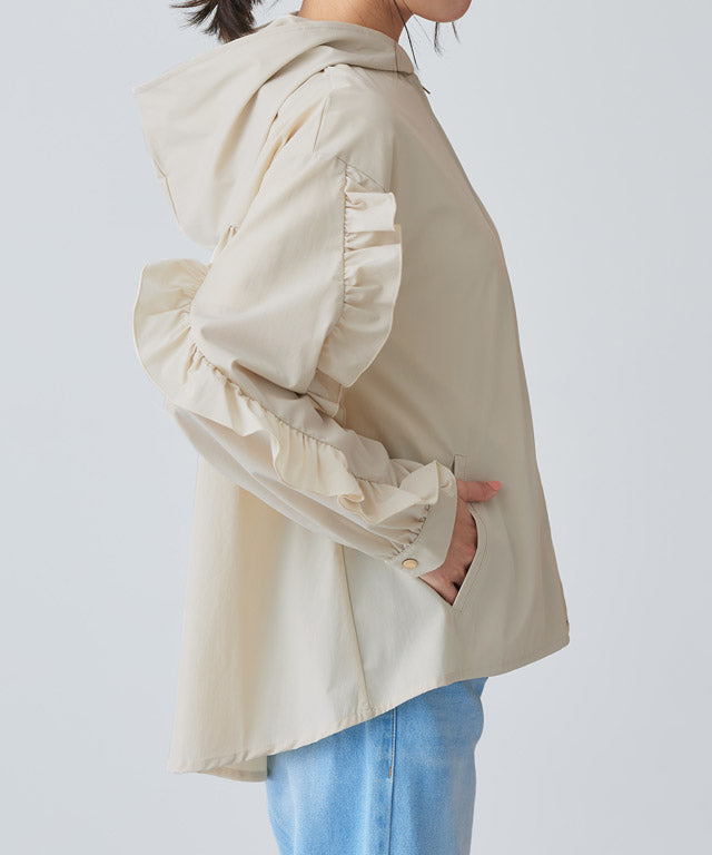 UV防曬荷葉邊設計連帽外套