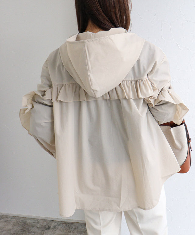 UV防曬荷葉邊設計連帽外套